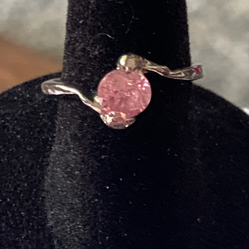 Dainty 1/2 carat lab created pink stone, size 6